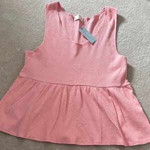 Anthropologie Sleeveless Pink Peplum Tank Top!